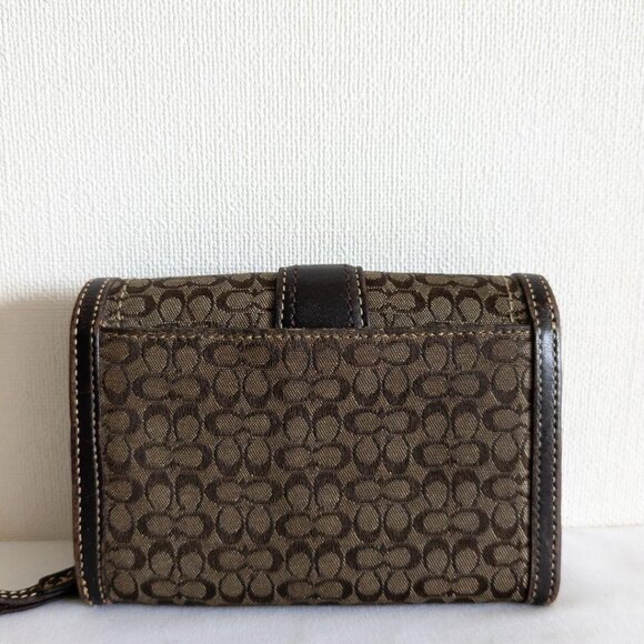COACH bi-fold wallet canvas leather signature brown - Picture 2 of 12